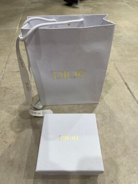 Dior White and Gold Branded Gift Bag with Matching Box